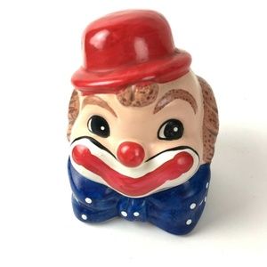 Vintage Ceramic Clown Bank Big Head Hat Creepy